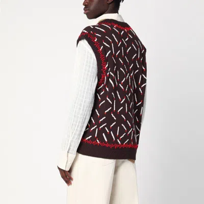 Bottega Veneta Men Brown Jacquard Vest With Matchstick Pattern In Brown