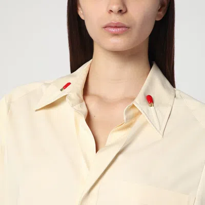 Bottega Veneta Cream Shirt In Cotton And Silk In Beige
