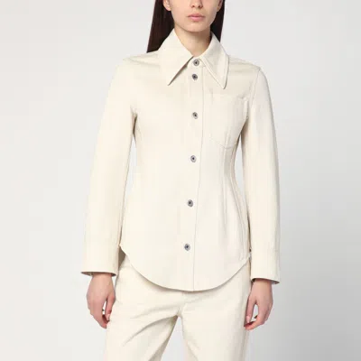 Shop Bottega Veneta Pale Meringue Shirt In Denim In Beige