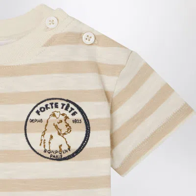 Bonpoint Gaye Beige Striped T-shirt In Beige