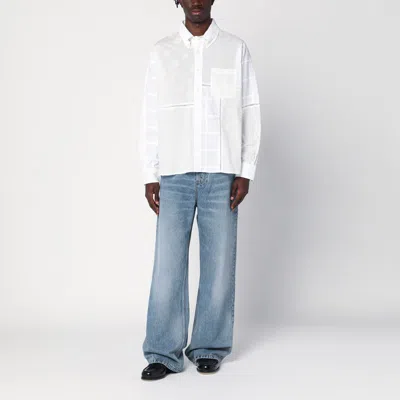Brain Dead X Brooks Brothers Logo Embroidered Long-sleeved Shirt In White