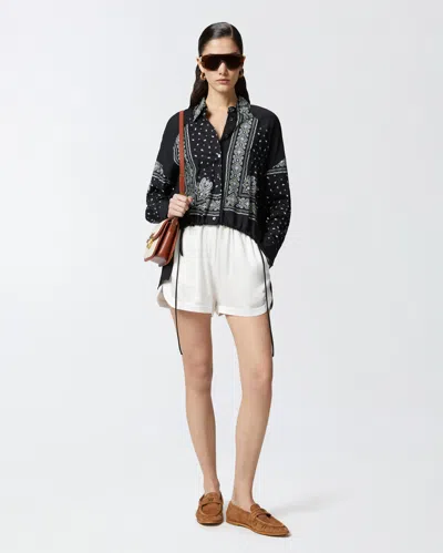 Pinko Twill Paisley Print Shirt Cashmere Design In Black/lime