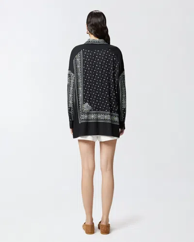 Pinko Twill Paisley Print Shirt Cashmere Design In Black/lime