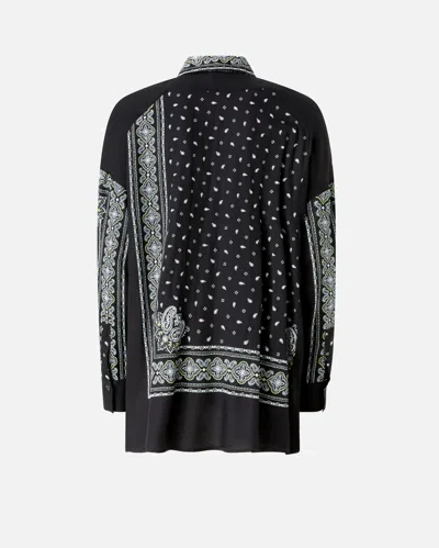 Pinko Twill Paisley Print Shirt Cashmere Design In Black/lime