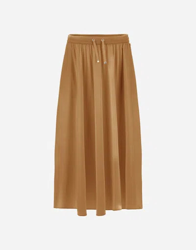 Herno Elasticated-waistband Maxi Skirt In Brown