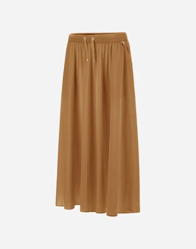 Herno Elasticated-waistband Maxi Skirt In Brown