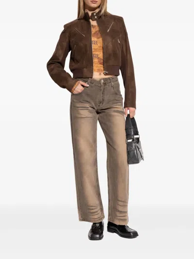 Misbhv Logo-patch Jeans In Brown