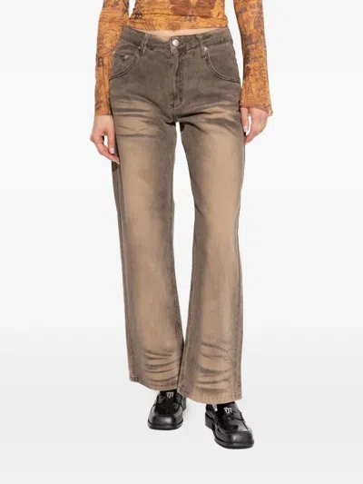 Misbhv Logo-patch Jeans In Brown