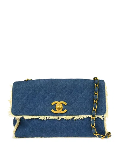 Pre-owned Chanel 1992 Cc Shoulder Bag In Blue