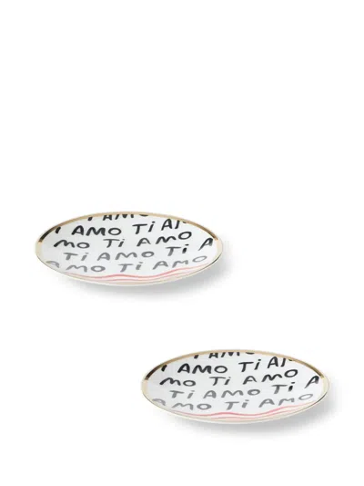 Bitossi Home Ti Amo Plates (set Of Two) In White