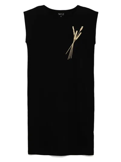 Agnès B. Embroidered Dress In Black
