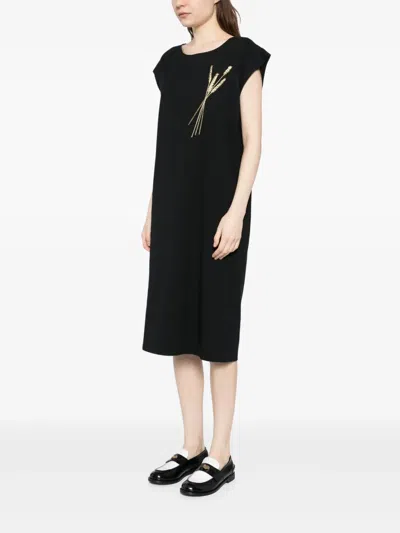 Agnès B. Embroidered Dress In Black