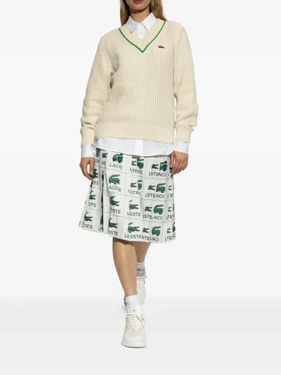 Lacoste Round Toe Sneakers In White