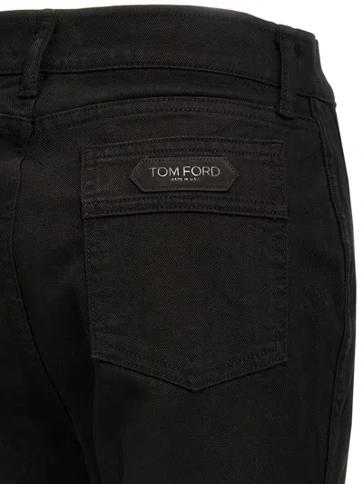 Tom Ford Black Stretch Twill Denim Wide Flare Jeans
