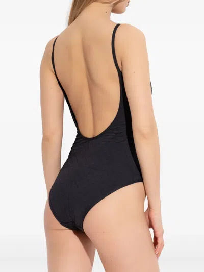 Moncler Diamond Quilted Nylon Swimsuit In Black