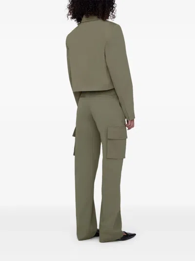 Anine Bing Dayton Cropped Cotton-twill Jacket In Green