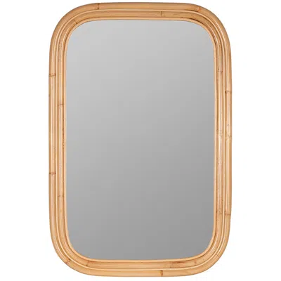 The Company Store Rectangle Bamboo Textured Frame Wall Mirror In Beige