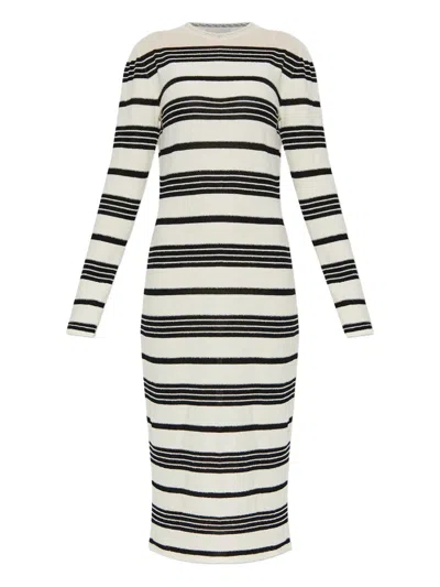 Moncler Knit Dress Crew Neck Fitted Silhouette In White