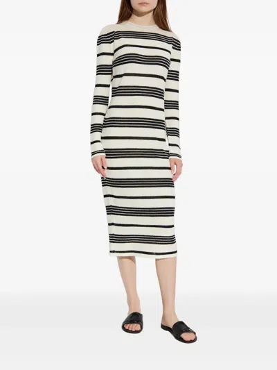Moncler Knit Dress Crew Neck Fitted Silhouette In White