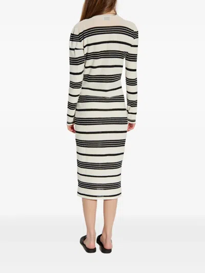 Moncler Knit Dress Crew Neck Fitted Silhouette In White