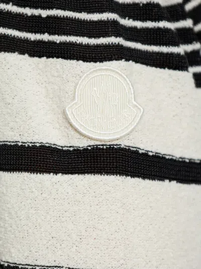 Moncler Knit Dress Crew Neck Fitted Silhouette In White