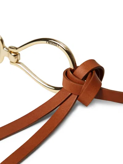 Twinset Leather Belt With Logo In Brown