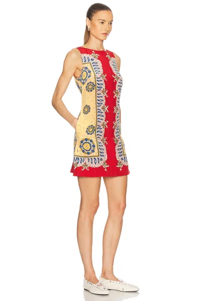 Bode Bricolage Dress In Red Multi