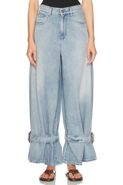 Jw Anderson J. W. Anderson Wide-leg Denim Jeans With Hem Strap In Light Blue