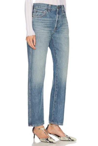 Khaite Martin Distressed Rigid High-rise Straight-leg Jeans In Blue