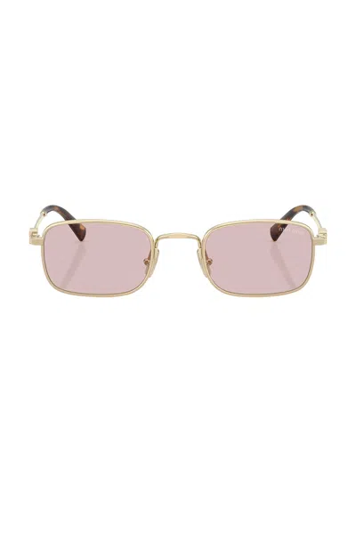 Miu Miu Rectangle-frame Sunglasses In Pale Gold