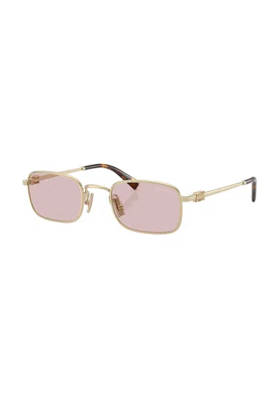 Miu Miu Rectangle-frame Sunglasses In Pale Gold