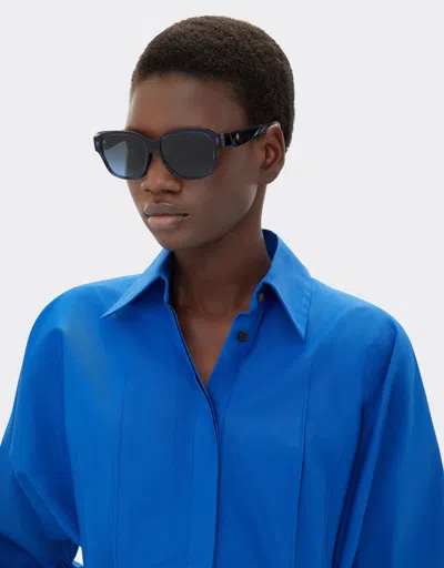 Ferrari Sunglasses In Striped Blue Acetate With Polarised Gradient Blue Lenses In Blu Scozia