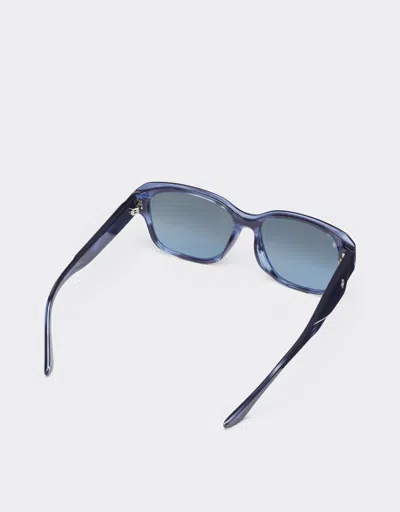 Ferrari Sunglasses In Striped Blue Acetate With Polarised Gradient Blue Lenses In Blu Scozia