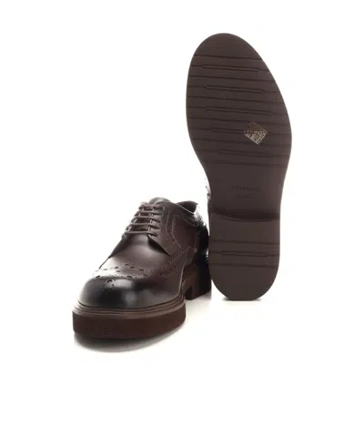 Ferragamo Man Lace-up Shoes Dark Brown Size 8.5 Calfskin In Black