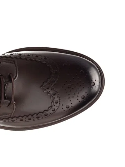 Ferragamo Man Lace-up Shoes Dark Brown Size 8.5 Calfskin In Black