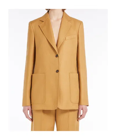 Max Mara Jacket Tailored Shoulder Pads In Caramel Color