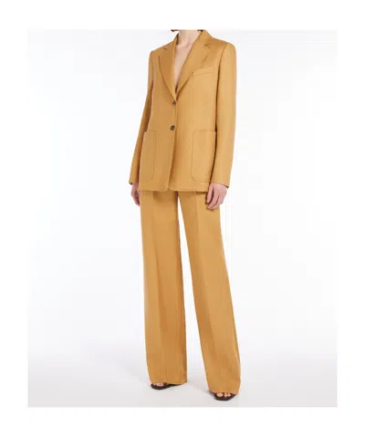 Max Mara Jacket Tailored Shoulder Pads In Caramel Color