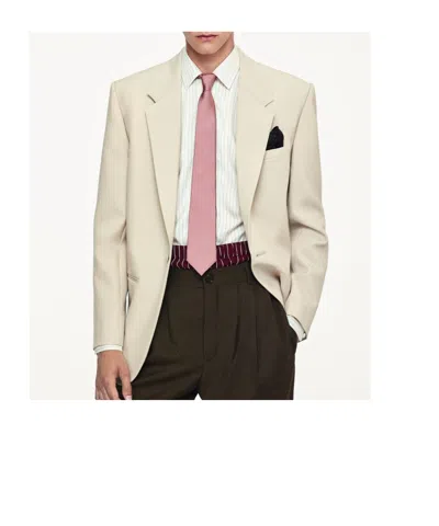 Saint Laurent Light Beige Single-breasted Wool Jacket In Neutral