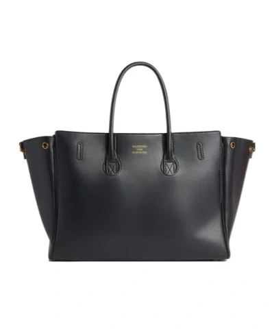 Balenciaga Black Leather Medium Carry All Bel Air Shopping Bag In Black
