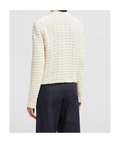 Moncler Cardigan Zippé Matelassé En Coton In White