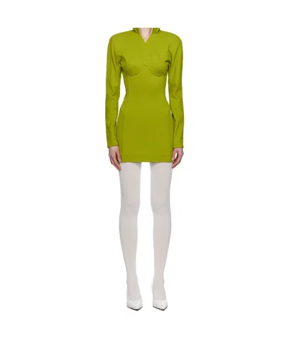 Jean Paul Gaultier Hooded Long-sleeves Mini Dress In Green