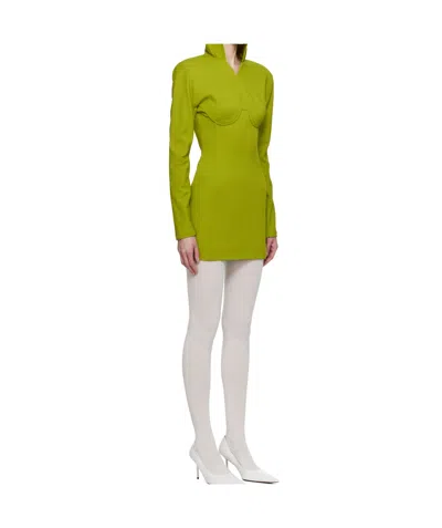Jean Paul Gaultier Hooded Long-sleeves Mini Dress In Green