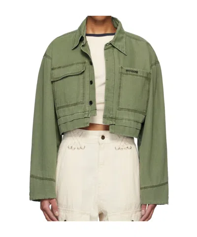 We11 Done Lapel Long Sleeve Casual Jacket In Green