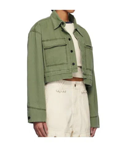 We11 Done Lapel Long Sleeve Casual Jacket In Green