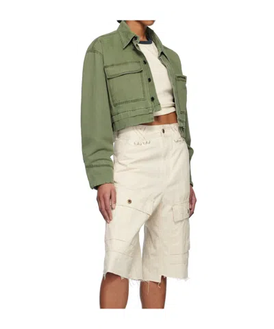 We11 Done Lapel Long Sleeve Casual Jacket In Green