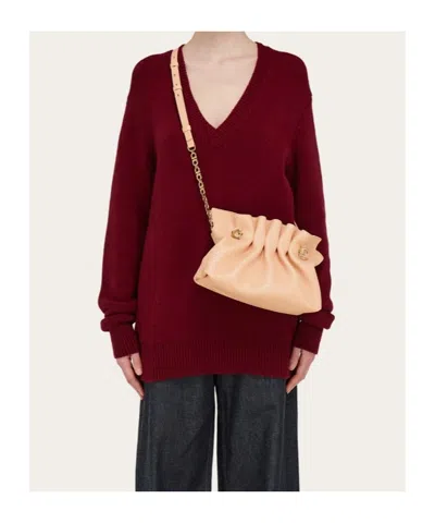 Ferragamo Pink Crossbody Bag With Chain-link Handle And Gancini Plaque On The Front In Pink