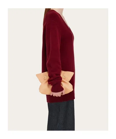 Ferragamo Pink Crossbody Bag With Chain-link Handle And Gancini Plaque On The Front In Pink