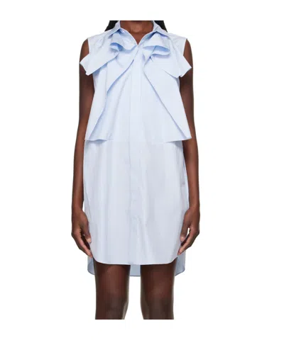 Sacai Striped Cotton Poplin Minidress In 458 L/blue Stripe