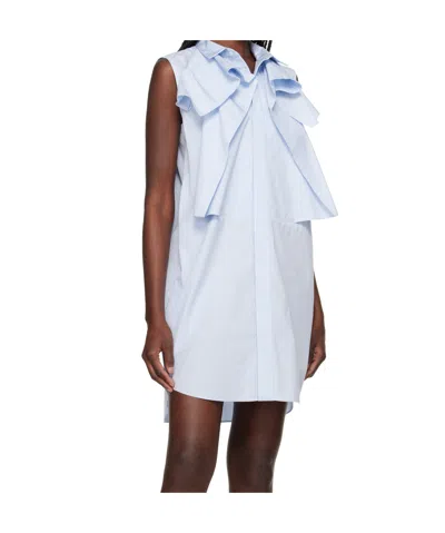 Sacai Striped Cotton Poplin Minidress In 458 L/blue Stripe