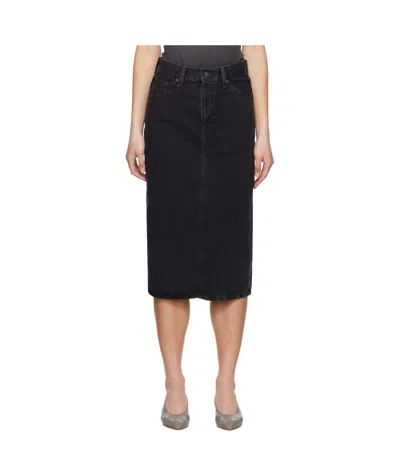 Levi's Black High Rise Slit Midi Skirt In Black